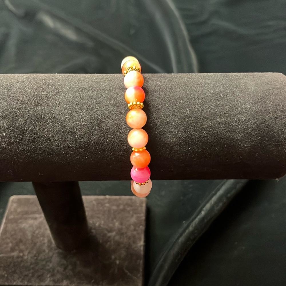 Fuscia/Orange/Light Pink W Goldtone Spacers